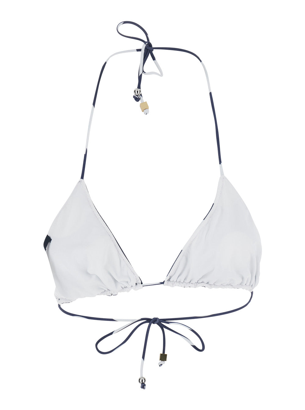 JACQUEMUS Jacquemus Women 'Le Haut De Plage Triangle' Blue Bikini Top With Drawstring Closure And Polka Dot Motif In Tech Fabric For Women