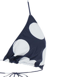 JACQUEMUS Jacquemus Women 'Le Haut De Plage Triangle' Blue Bikini Top With Drawstring Closure And Polka Dot Motif In Tech Fabric For Women