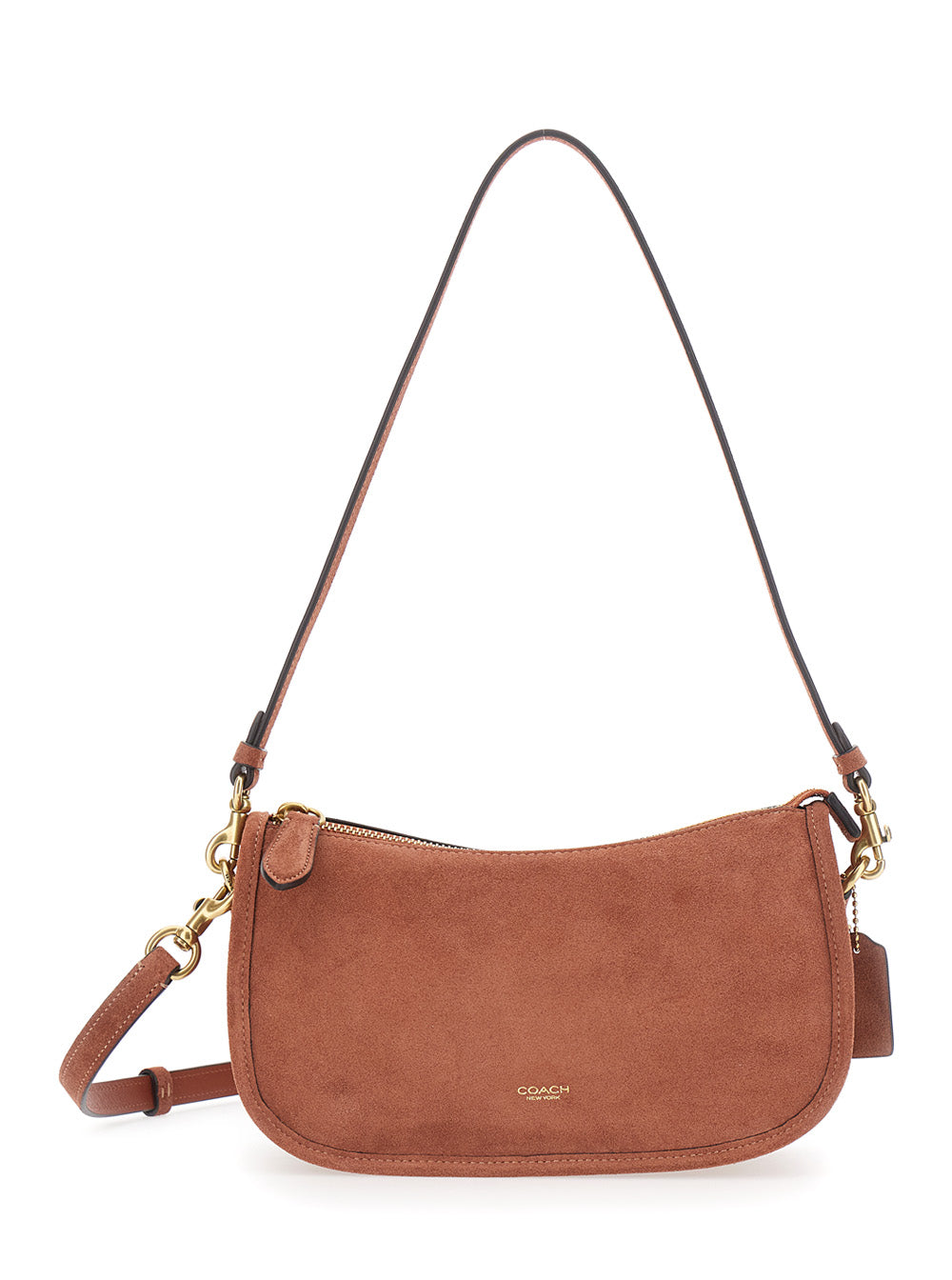 COACH Coach Women 'Waverly' Brown Crossbody Bag With Embossed Logo On The Front In Suede For Women