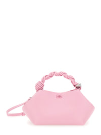 Ganni Women 'Bou' Pink Handbag 'With Braided Handle And Butterfly Plate On The Front In Leather Blend For Women