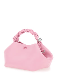 Ganni Women 'Bou' Pink Handbag 'With Braided Handle And Butterfly Plate On The Front In Leather Blend For Women
