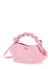 Ganni Women 'Bou' Pink Mini Handbag With Butterfly Plaque On The Front And Adjustable And Removable Strap In Leather Blend For Women