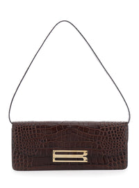 VICTORIA BECKHAM Victoria Beckham Women 'Dorian East-West' Brown Shoulder Bag With Plaque Closure On The Front And Crocodile-Embossed Effect In Leather For Women