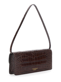 VICTORIA BECKHAM Victoria Beckham Women 'Dorian East-West' Brown Shoulder Bag With Plaque Closure On The Front And Crocodile-Embossed Effect In Leather For Women
