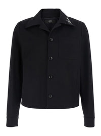 Amiri Men Black Jacket With Notched Collar With Logo Lettering Embroidery In Cotton For Men