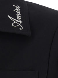 Amiri Men Black Jacket With Notched Collar With Logo Lettering Embroidery In Cotton For Men