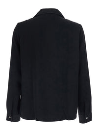 Amiri Men Black Shirt With Notched Collar With Logo Lettering Embroidery In Tech Fabric For Men