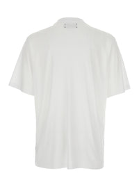 Amiri Men White Crew Neck T-Shirt With Wide Short Sleeves And Logo Lettering Embroidery On The Neck In Tech Fabric For Men