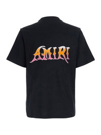 Amiri Men Black Crew Neck T-Shirt With Print Detail On The Front And Maxi Print On The Back In Cotton For Men