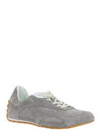 Bottega Veneta Men 'Orbit Flash' Gray Low Top Sneakers With Rubber Sole And Logo Patch On The Tongue In Suede For Men