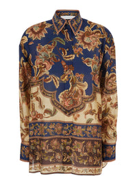 Zimmermann Women 'Aster' Multicolor Shirt With Classic Collar And All-Over Print In Silk For Women