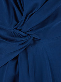 Victoria Beckham Women 'Aria' Blue Long Dress With Round Neck And Ruffles On The Front In Viscose Blend For Women