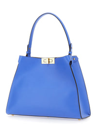 Fendi Women 'Fendi Way' Blue Handbag With Removable Handle And Turn Lock In Leather For Women