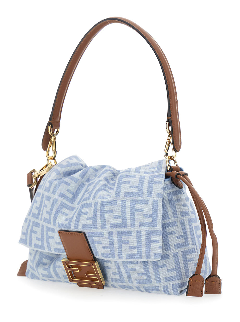 Fendi Women Mamma Baguette Denim Ff/Vit.G