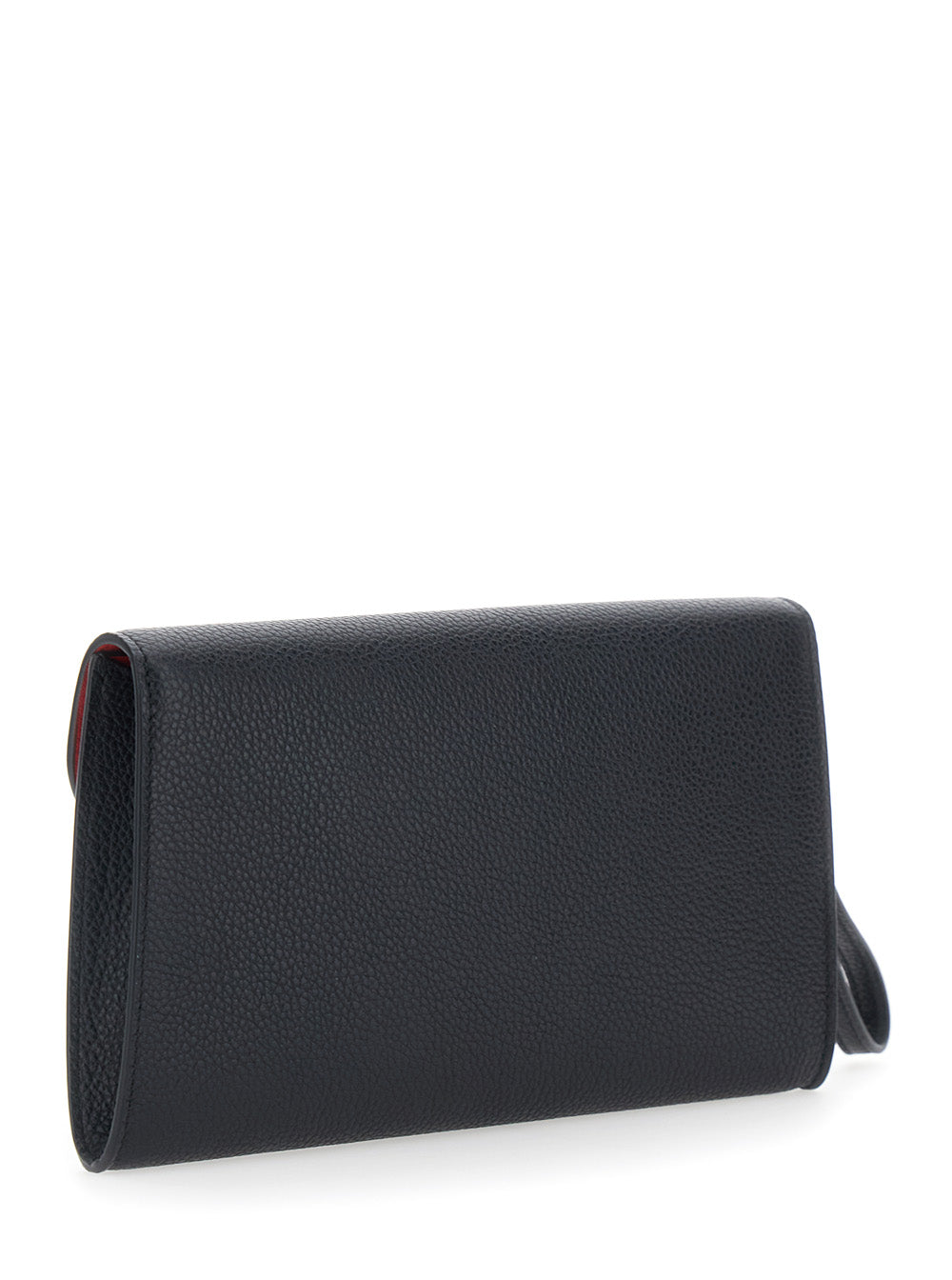 FERRAGAMO Ferragamo Women Black Clutch With Double Gancini Buckle On The Front In Grained Leather For Women