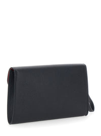 FERRAGAMO Ferragamo Women Black Clutch With Double Gancini Buckle On The Front In Grained Leather For Women
