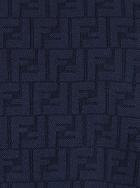 Fendi Men Blue Crew Neck T-Shirt With Ff All-Over Motif In Cotton For Men