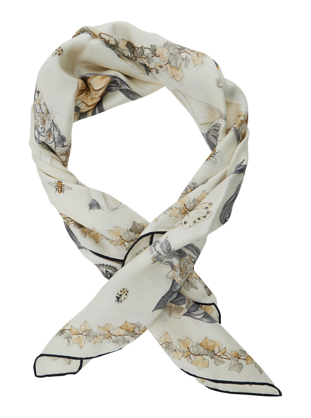 Ferragamo Women Beige Scarf With All-Over Floral Print In Silk For Women