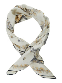 Ferragamo Women Beige Scarf With All-Over Floral Print In Silk For Women