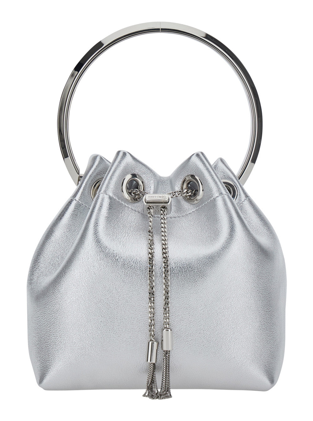 JIMMY CHOO Jimmy Choo Women 'Bon Bon' Silver Colored Mini Bag With Drawstring Closure In Leather Blend For Women