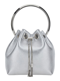 JIMMY CHOO Jimmy Choo Women 'Bon Bon' Silver Colored Mini Bag With Drawstring Closure In Leather Blend For Women