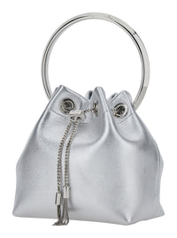 JIMMY CHOO Jimmy Choo Women 'Bon Bon' Silver Colored Mini Bag With Drawstring Closure In Leather Blend For Women