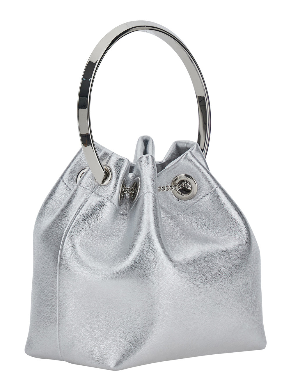 JIMMY CHOO Jimmy Choo Women 'Bon Bon' Silver Colored Mini Bag With Drawstring Closure In Leather Blend For Women