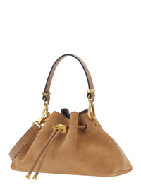 JIMMY CHOO Jimmy Choo Women 'Cinch' Beige Crossbody Bag With Drawstring Closure In Suede For Women