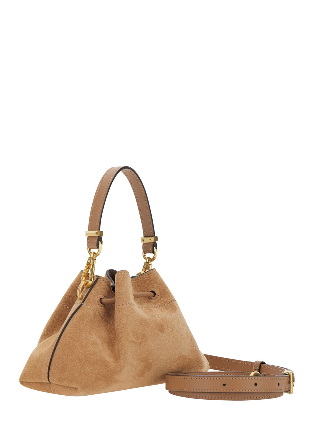 JIMMY CHOO Jimmy Choo Women 'Cinch' Beige Crossbody Bag With Drawstring Closure In Suede For Women