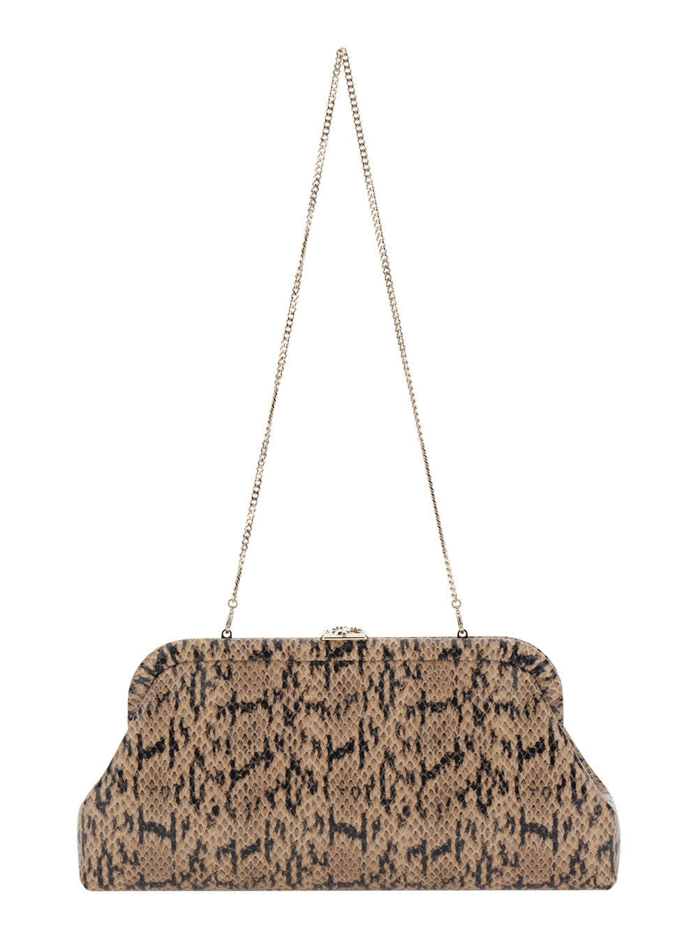 Jimmy Choo Women 'Skylar' Brown Clutch With Leather Snake Motif In Leather For Women