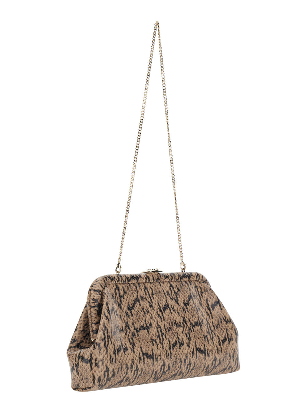 Jimmy Choo Women 'Skylar' Brown Clutch With Leather Snake Motif In Leather For Women