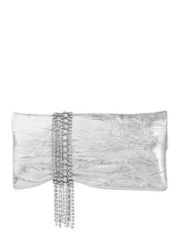 JIMMY CHOO Jimmy Choo Women 'Zandra' Silver Colored Clutch With Applied Crystals In Leather Blend For Women