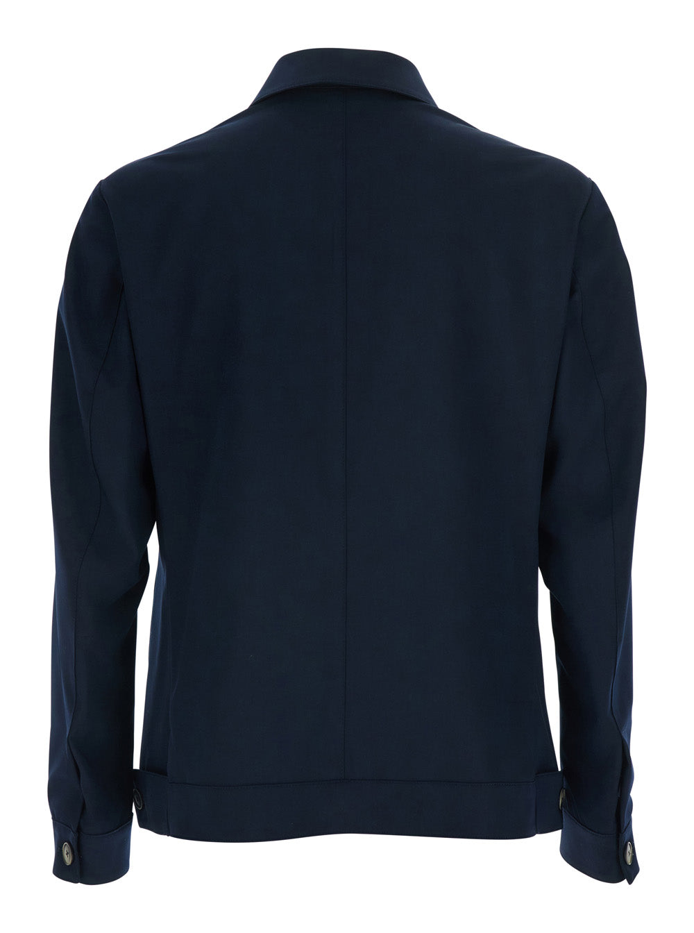 Leplain Men Blue Jacket With Classic Collar And Two Patch Pockets On The Front In Fabric For Men