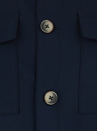 Leplain Men Blue Jacket With Classic Collar And Two Patch Pockets On The Front In Fabric For Men