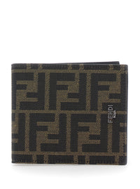 Fendi Men Brown And Tobacco Leather Bi-Fold Wallet With Fendi Roma Lettering For Men