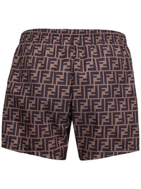Fendi Men Ff Fabric Brown Swim Shorts For Men