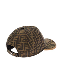 Fendi Men Baseball Hat With Ff All-Over Motif In Cotton Blend Brown Men