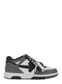 Off-White Men Sneaker 'Out Of Office' Low Top With Logo Patch On The Tongue And Contrast Stitching In Gray Leather For Men