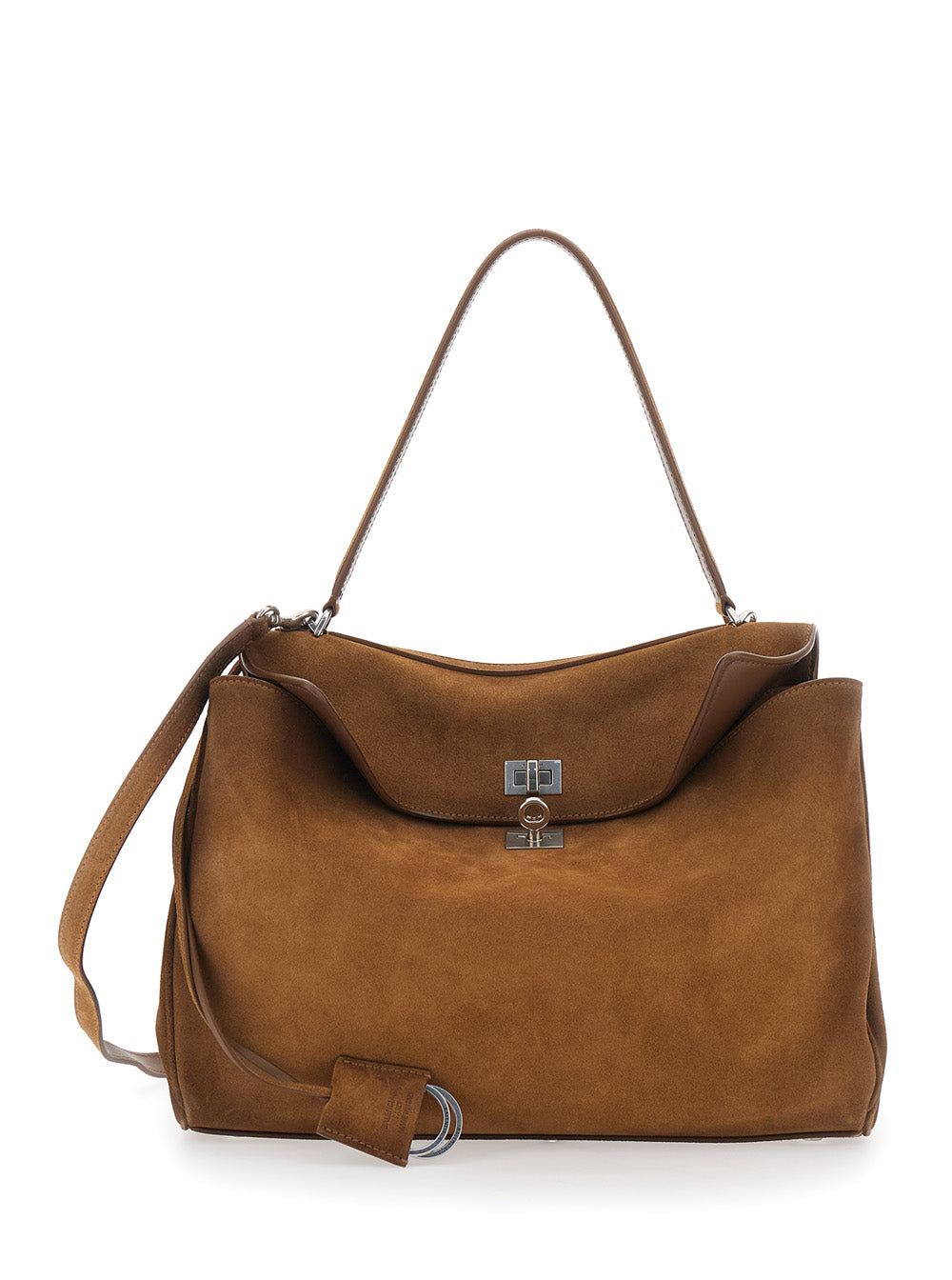 Balenciaga Women Shoulder Bag 'Rodeo Media' With Removable Strap In Brown Suede For Women