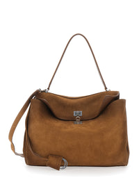 Balenciaga Women Shoulder Bag 'Rodeo Media' With Removable Strap In Brown Suede For Women