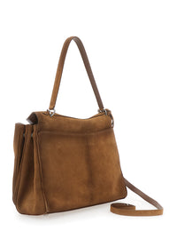 Balenciaga Women Shoulder Bag 'Rodeo Media' With Removable Strap In Brown Suede For Women