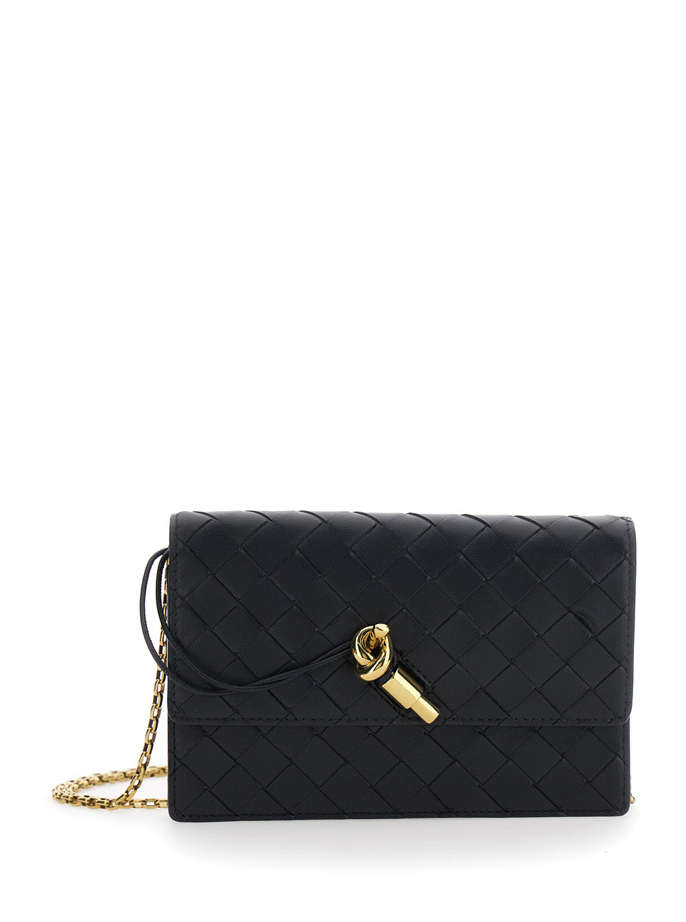 BOTTEGA VENETA Bottega Veneta Women Crossbody Bag 'Andiamo' With Intreccio Motif And Knot Closure On The Front In Black Leather For Women