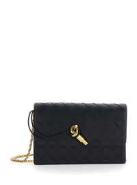 BOTTEGA VENETA Bottega Veneta Women Crossbody Bag 'Andiamo' With Intreccio Motif And Knot Closure On The Front In Black Leather For Women