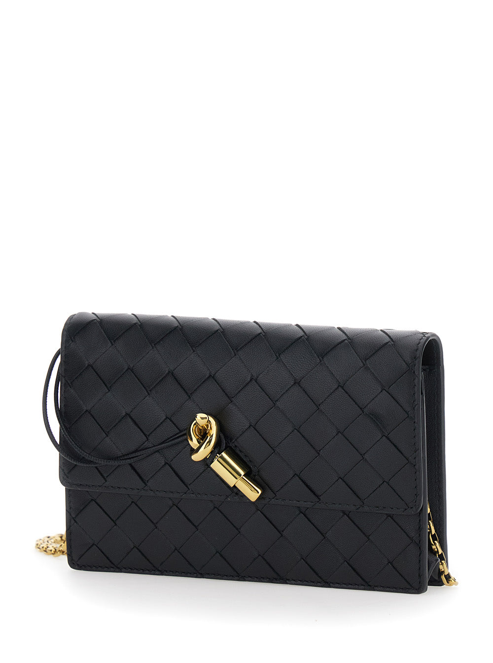 BOTTEGA VENETA Bottega Veneta Women Crossbody Bag 'Andiamo' With Intreccio Motif And Knot Closure On The Front In Black Leather For Women