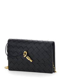 BOTTEGA VENETA Bottega Veneta Women Crossbody Bag 'Andiamo' With Intreccio Motif And Knot Closure On The Front In Black Leather For Women