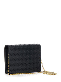 BOTTEGA VENETA Bottega Veneta Women Crossbody Bag 'Andiamo' With Intreccio Motif And Knot Closure On The Front In Black Leather For Women