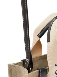 Chloé Women Tote Bag 'Woody' With Leather And Linen Strap In Beige For Women