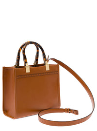Fendi Women Tote Bag 'Sunshine Piccola' With Embossed Logo And Turtle Effect Handle In Brown Leather For Women