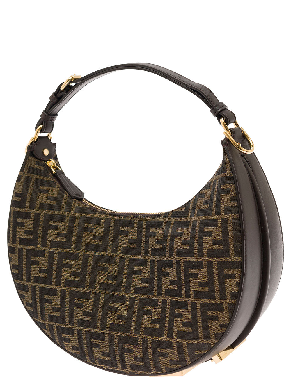 Fendi Women Handbag 'Fendigraphy Small' With Ff Motif In Brown Jacquard Fabric