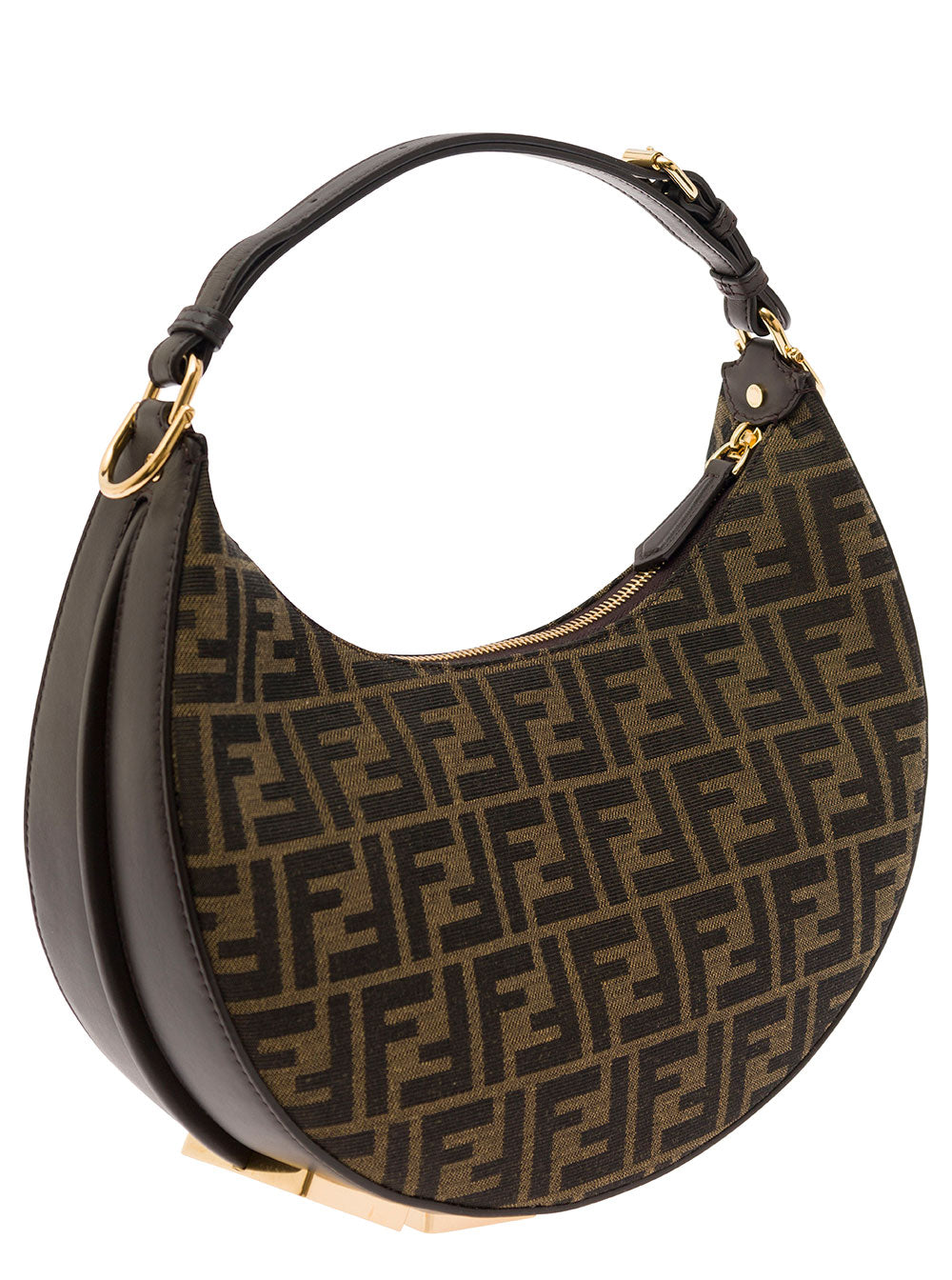 Fendi Women Handbag 'Fendigraphy Small' With Ff Motif In Brown Jacquard Fabric